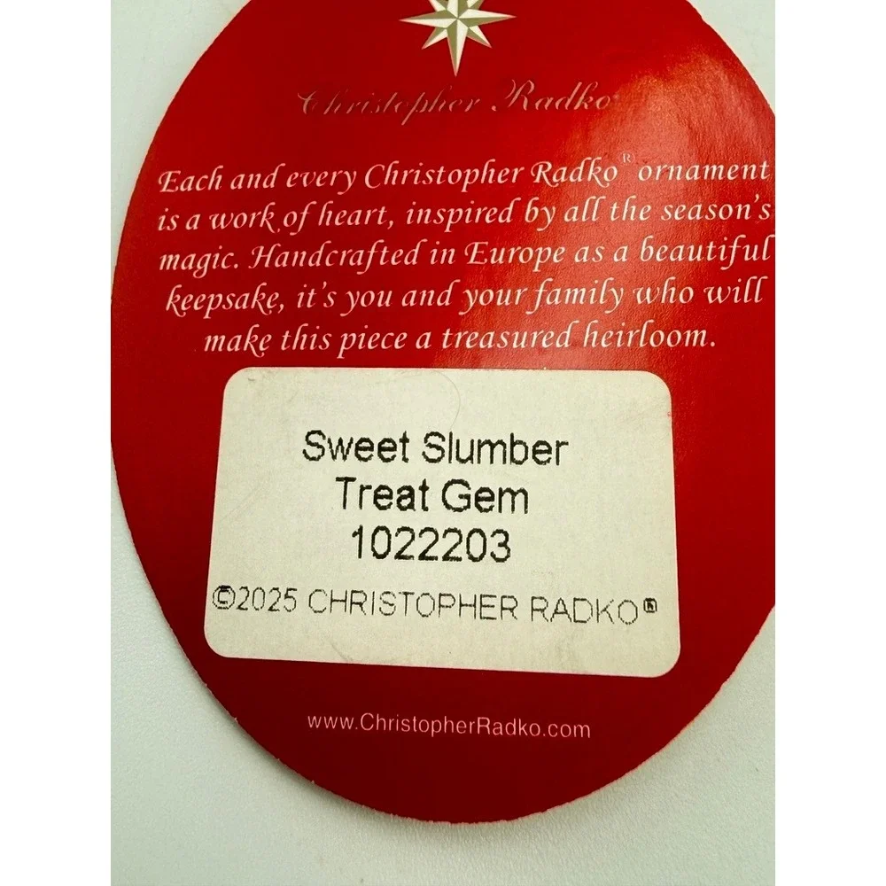 NWT Christopher Radko Santa Christmas Ornament Sweet Slumber Treat Gem Bear 2025